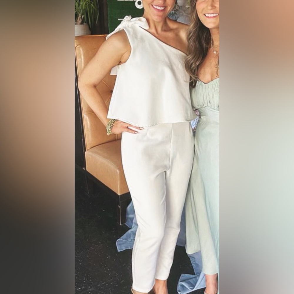 One shoulder tiered white jumpsuit from asos
